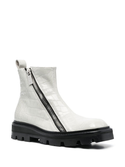 GmbH double-zip textured ankle boots outlook