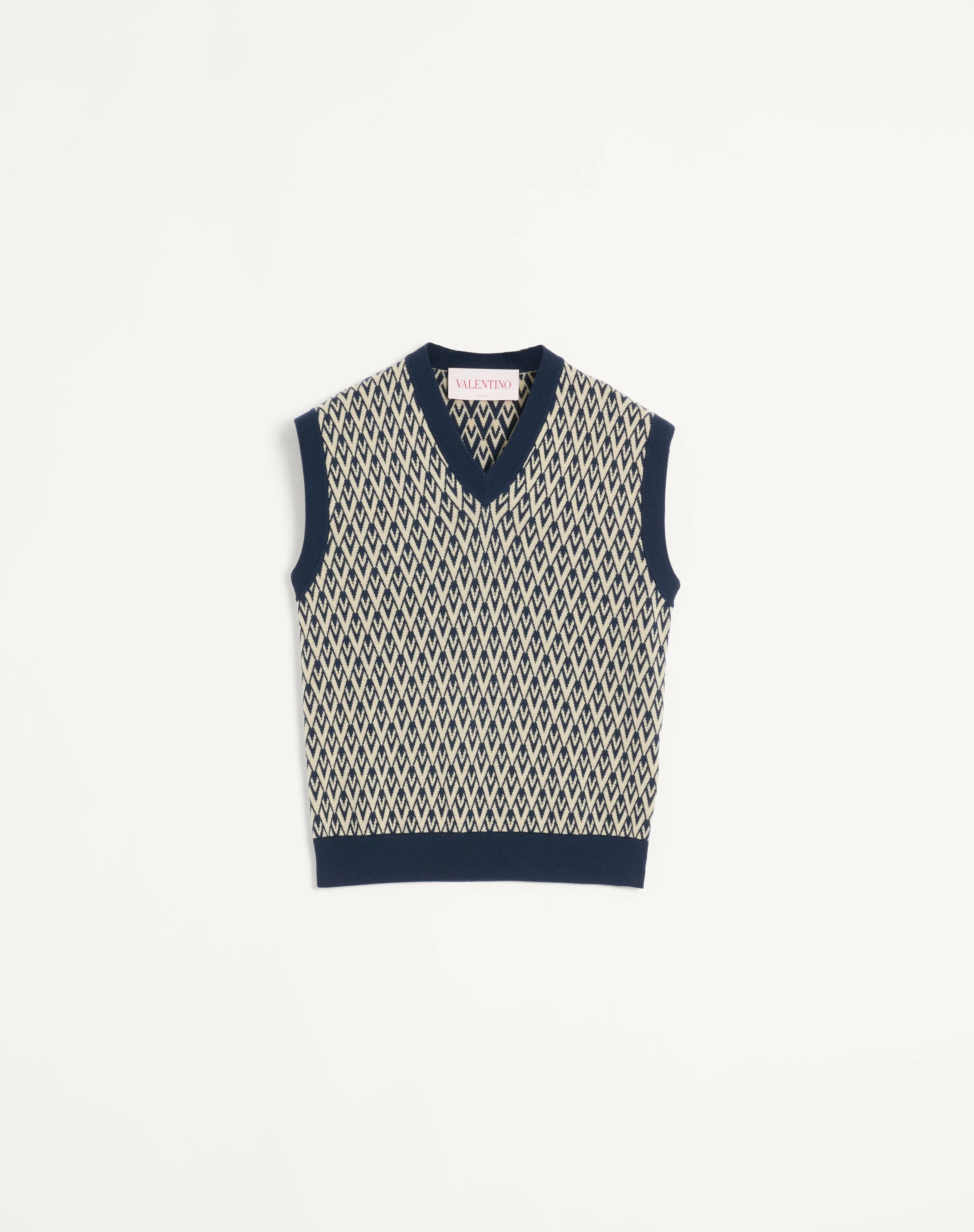 WOOL VEST WITH TOUTE LA V JACQUARD PATTERN - 1