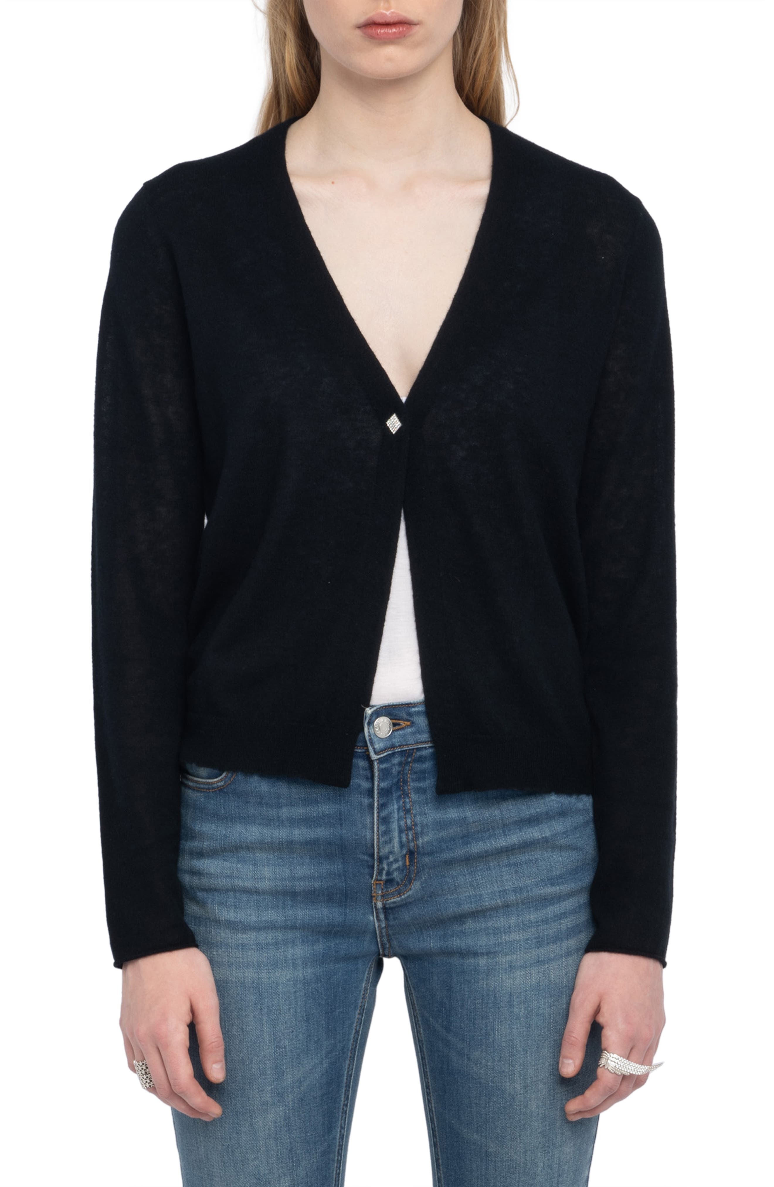 Zadig & Voltaire Manylla Cashmere Cardigan in Black at Nordstrom - 1