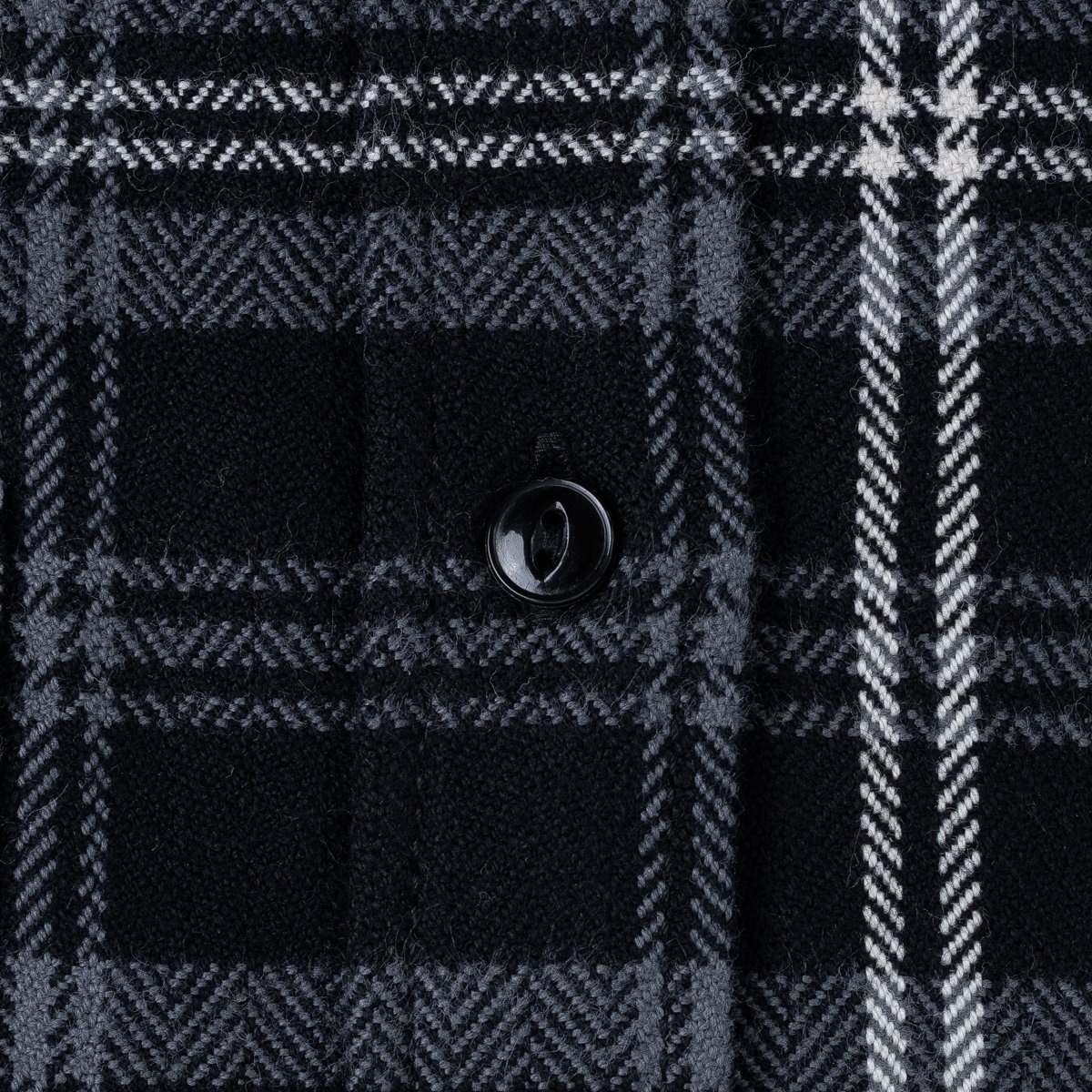 Ultra Heavy Flannel Herringbone Check Work Shirt - Black - 10