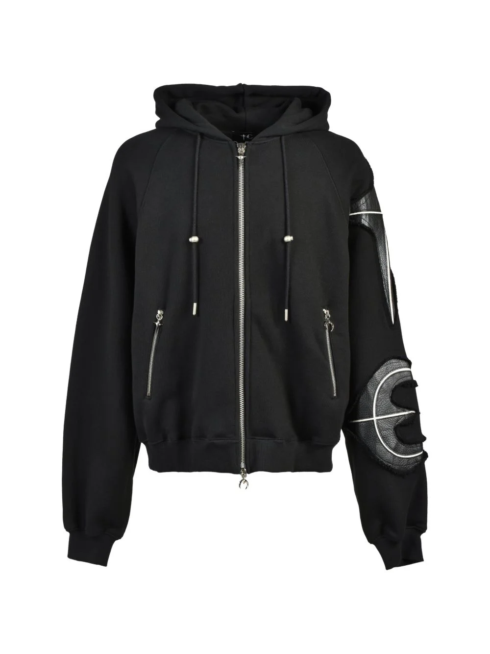 leather-panelled New Rock hoodie - 1