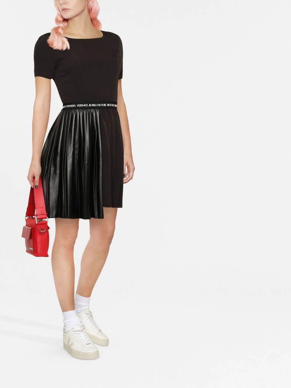 pleated asymmetric T-shirt dress - 2
