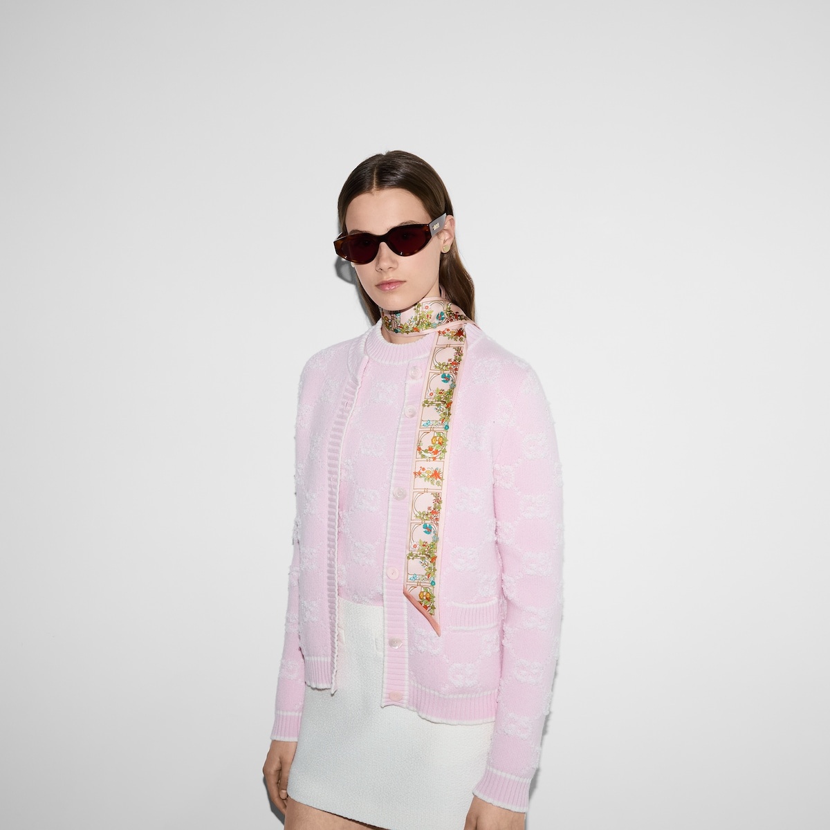 Printed silk neck bow - 3