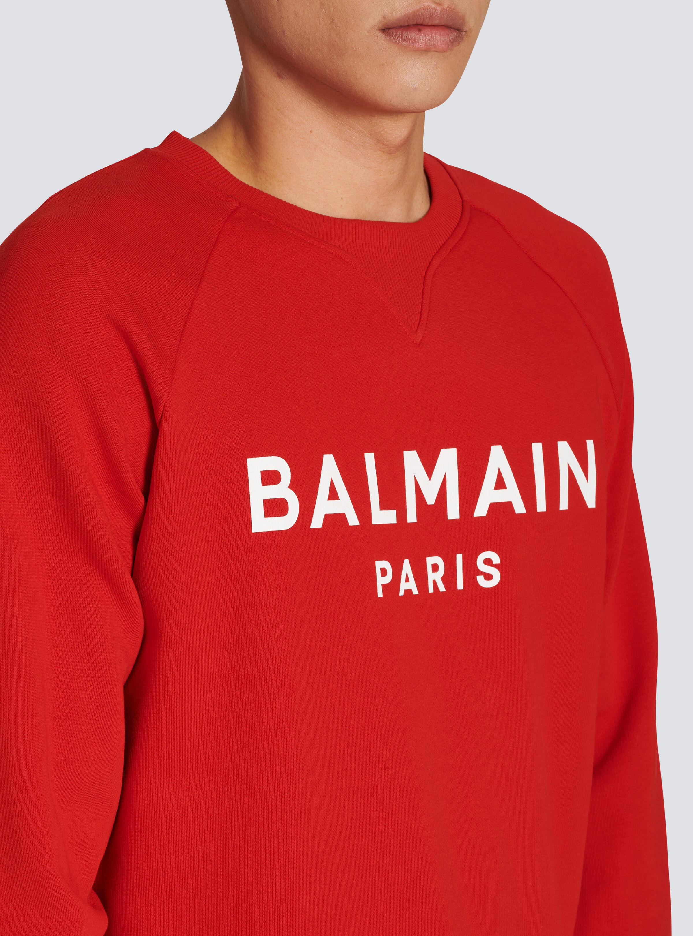 Cotton sweatshirt with flocked Balmain Paris logo - 6
