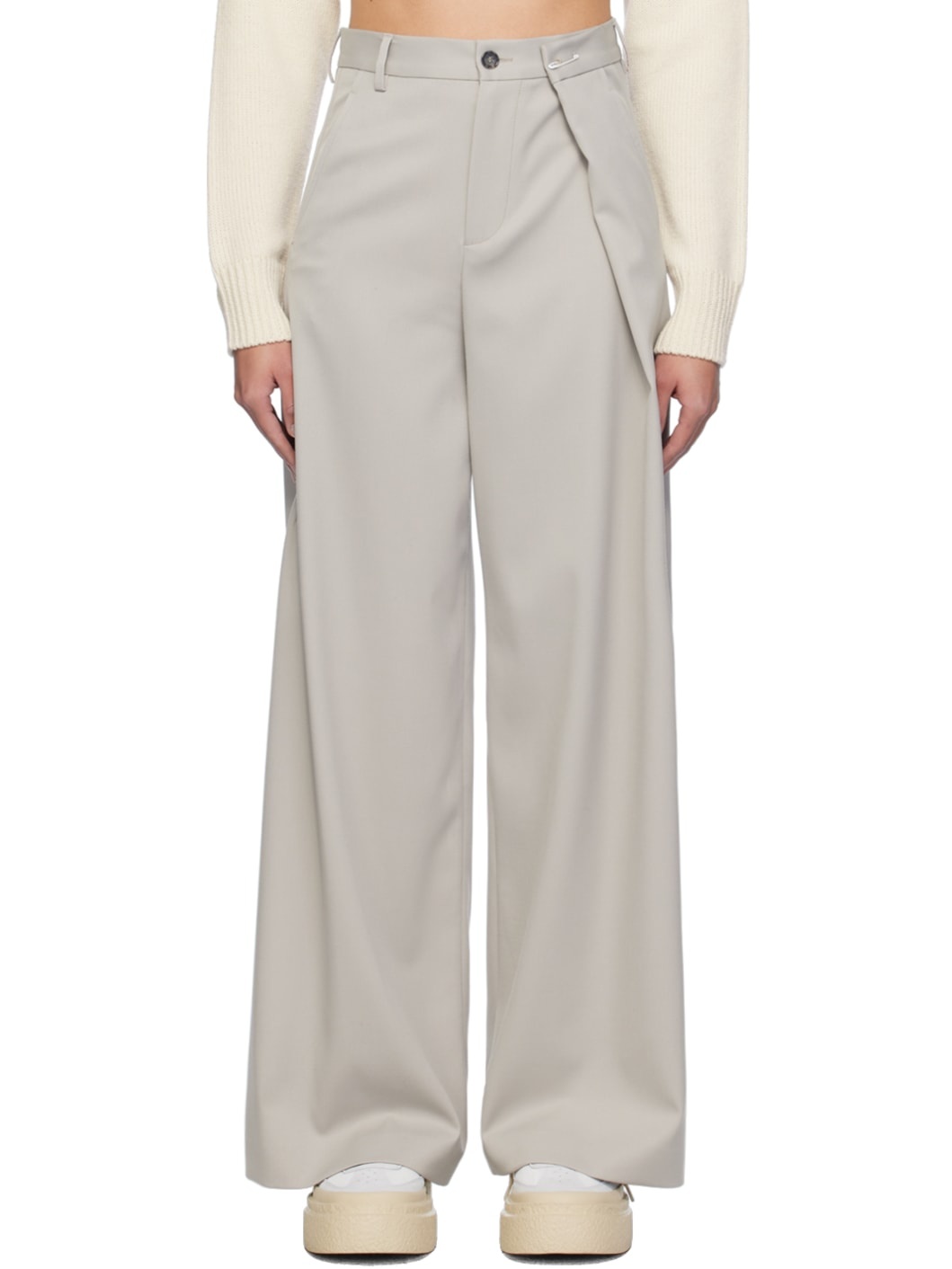 Taupe Safety-Pin Trousers - 1
