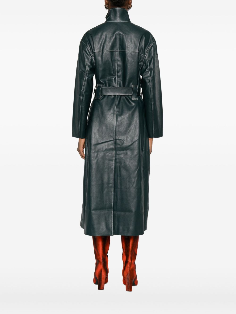 contrast-stitch coat - 4