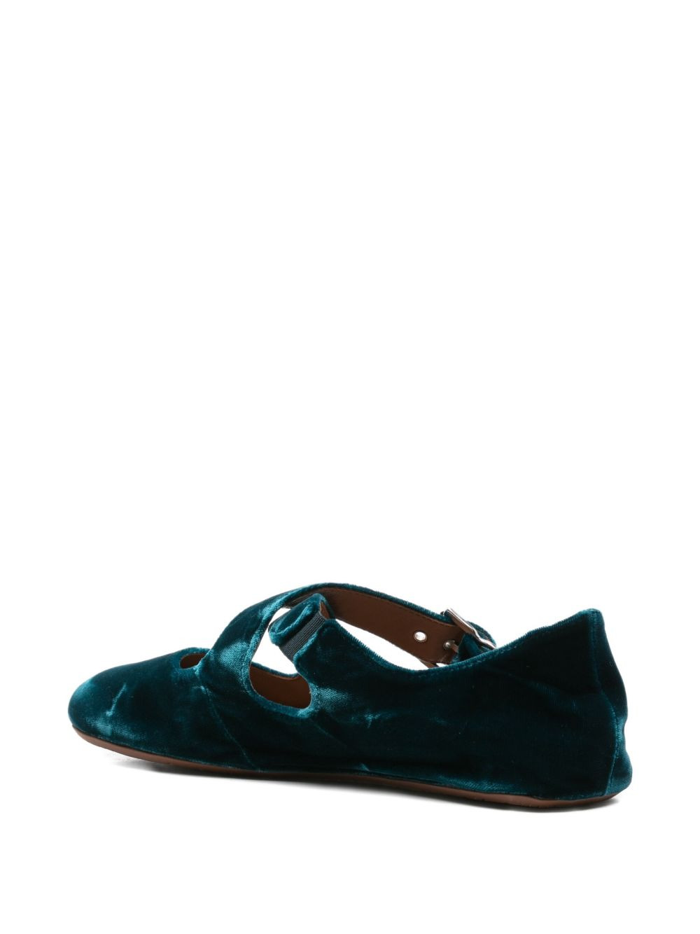 velvet buckled ballet flats - 3