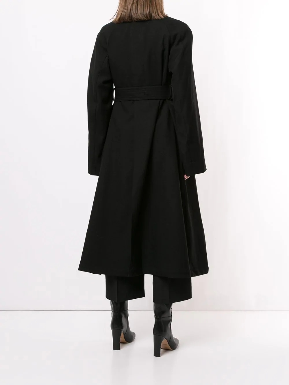 belted-neck A-line coat - 4