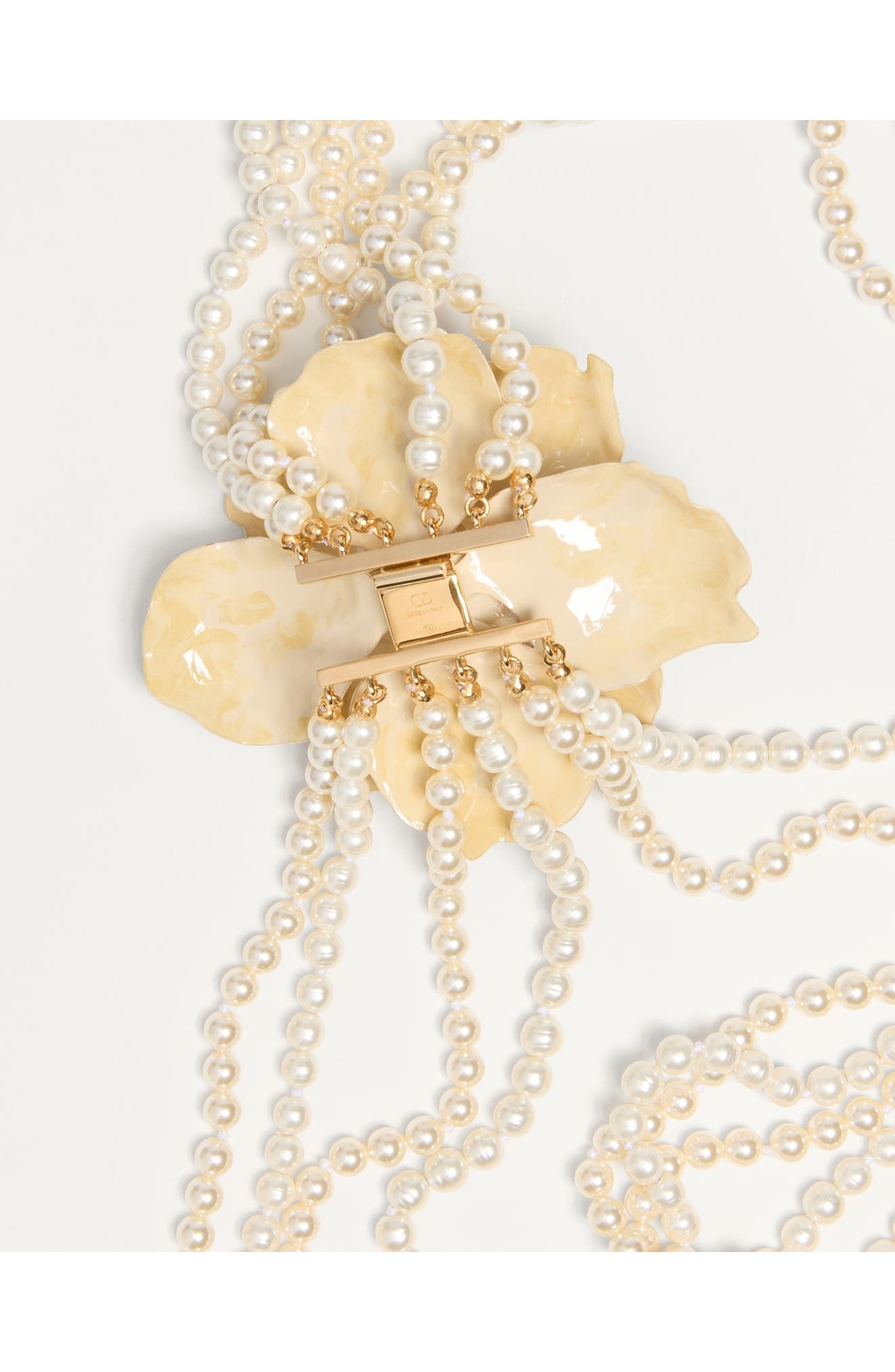 Valentino Garavani Flower Faux Pearl Necklace in Cream Multi at Nordstrom - 4