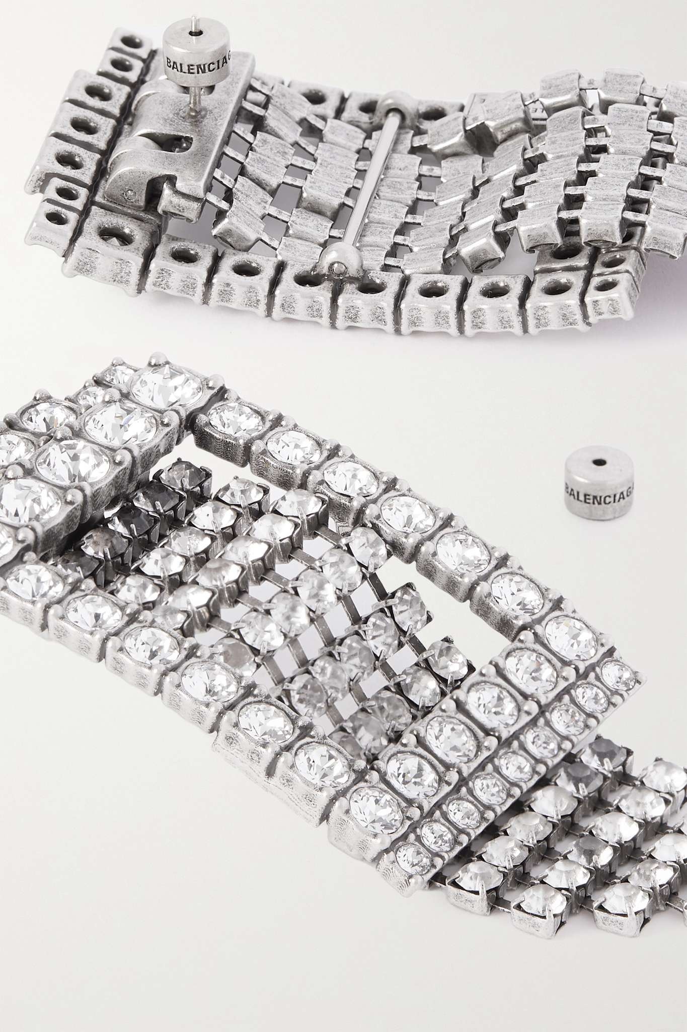 Club crystal-embellished silver-tone earrings - 4