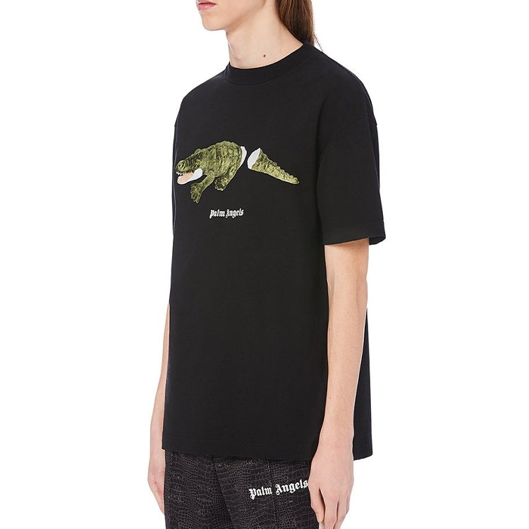 Men's PALM ANGELS Printing Round Neck Short Sleeve Black PMAA001E20JER0131055 - 4