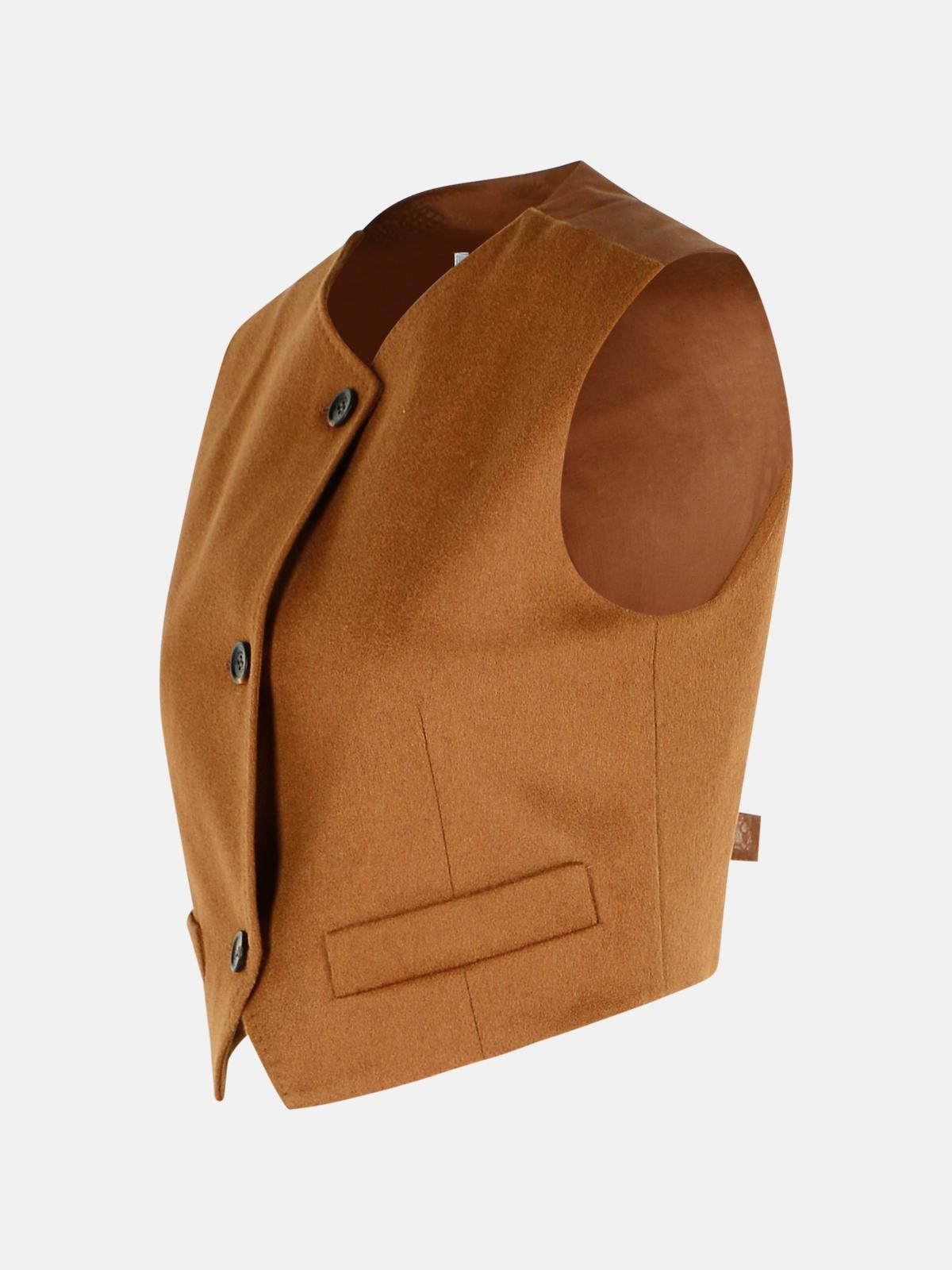 'EDDA' CAMEL LIGHT LEATHER VEST - 2
