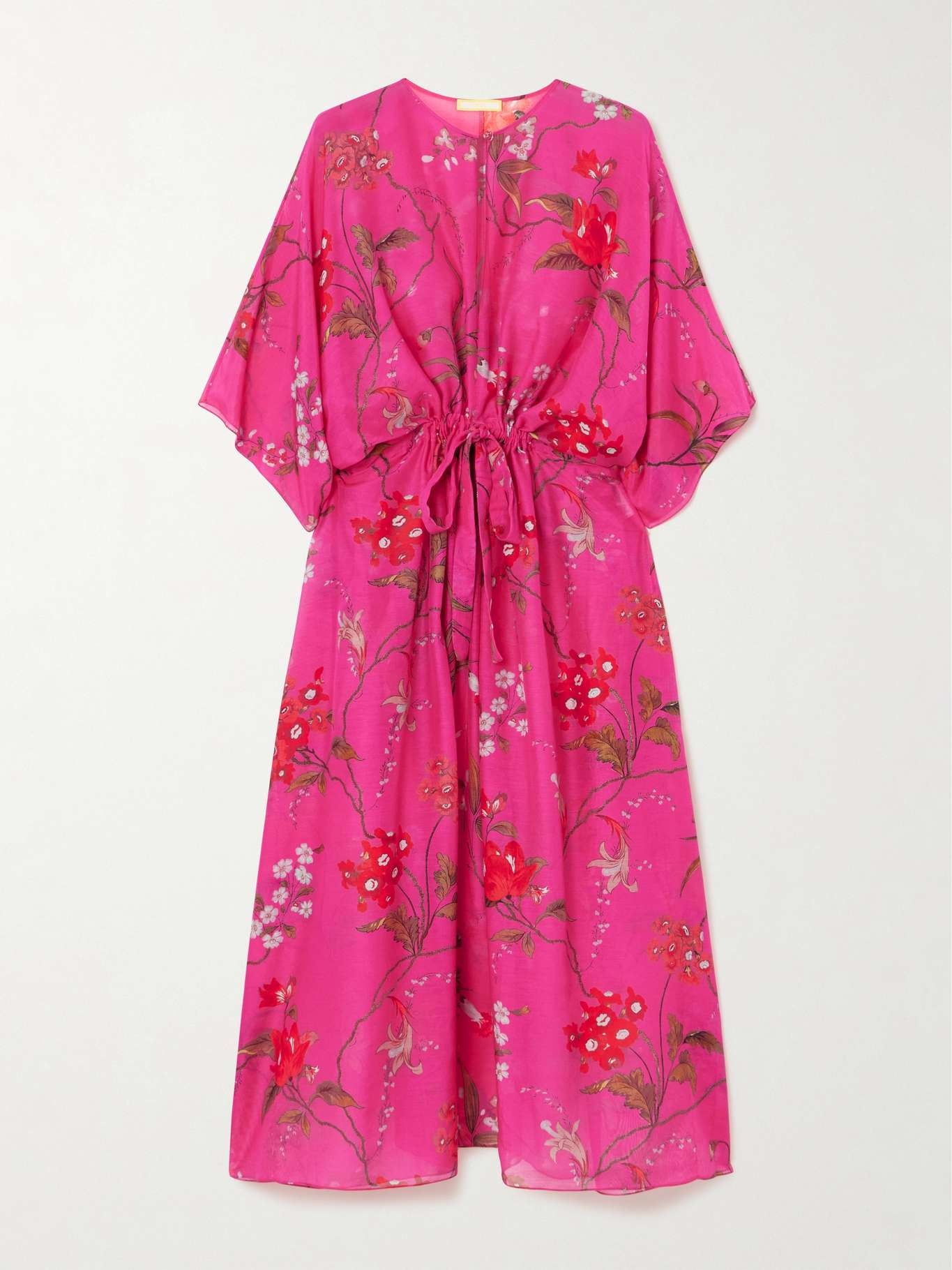 Floral-print belted cotton-voile maxi dress - 1