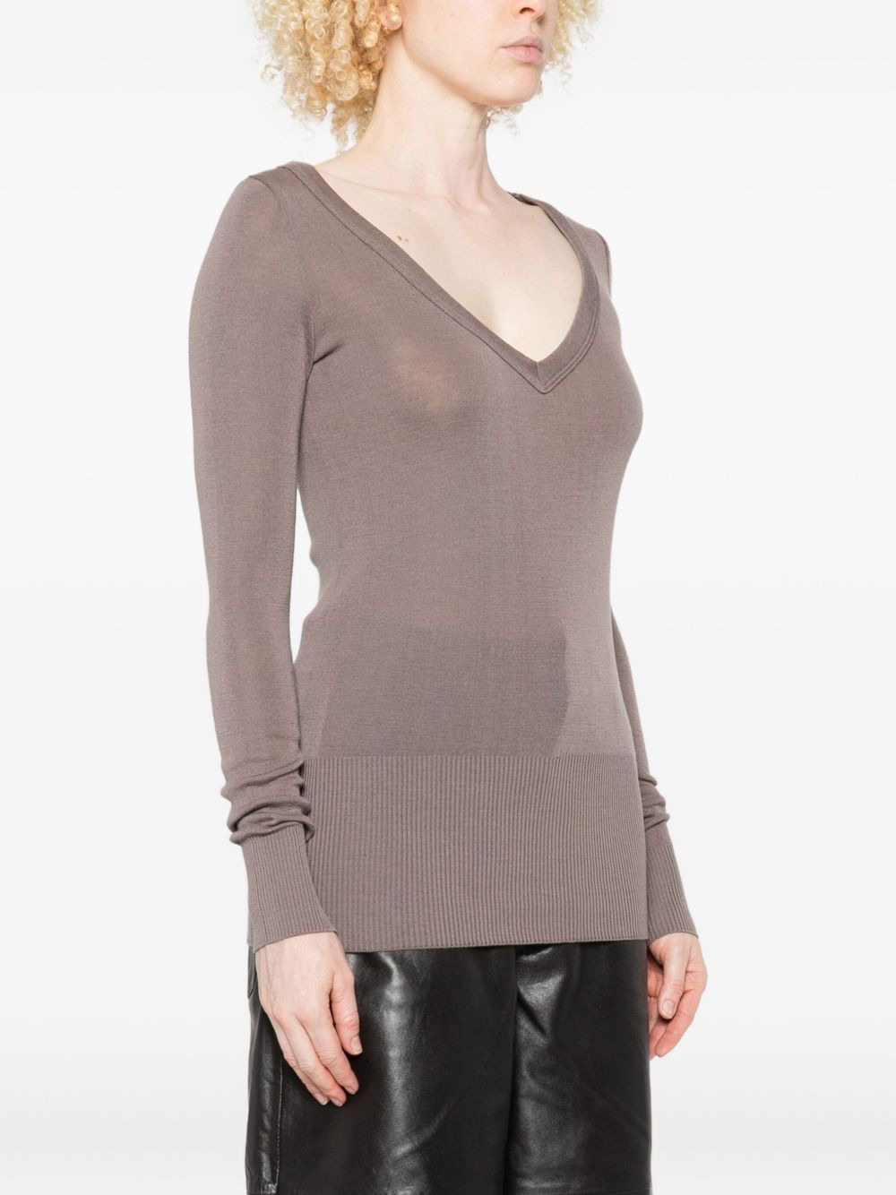 long-sleeve V-neck sweater - 3