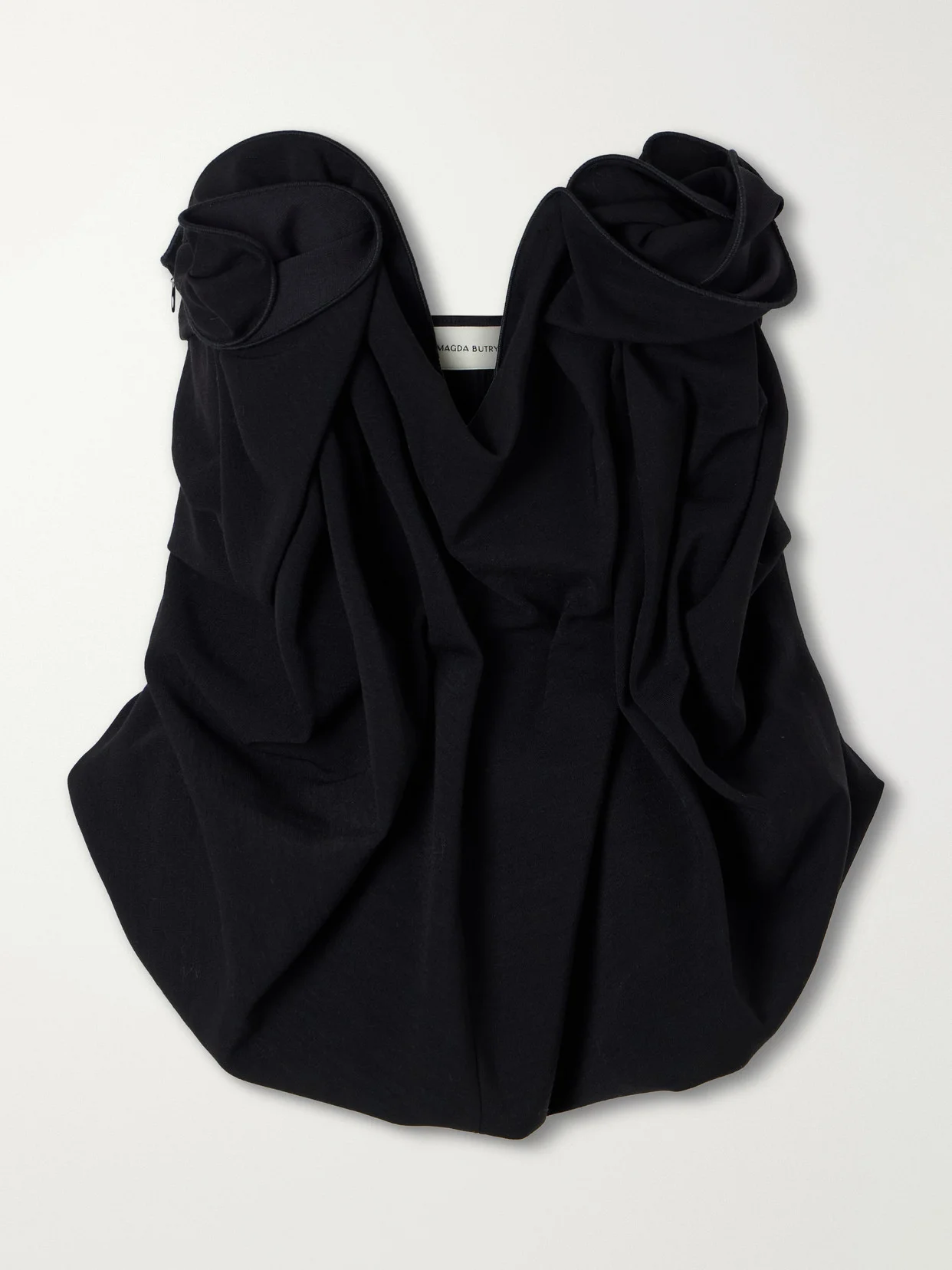 Appliquéd Cropped Wool-blend Bustier Top - 1