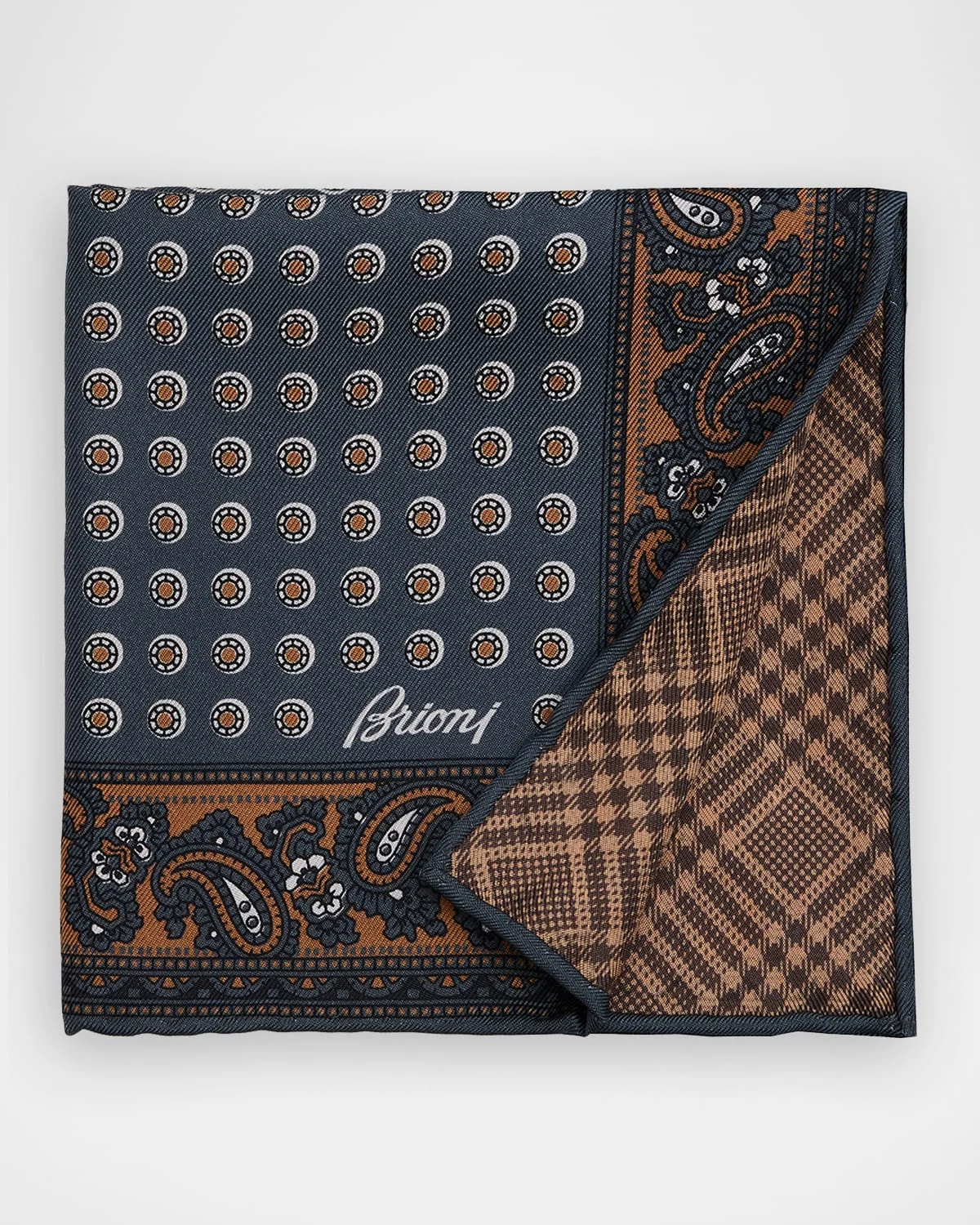 Men & apos;s Geometric to Glen Plaid Hand-Rolled Silk Pocket Square - 1