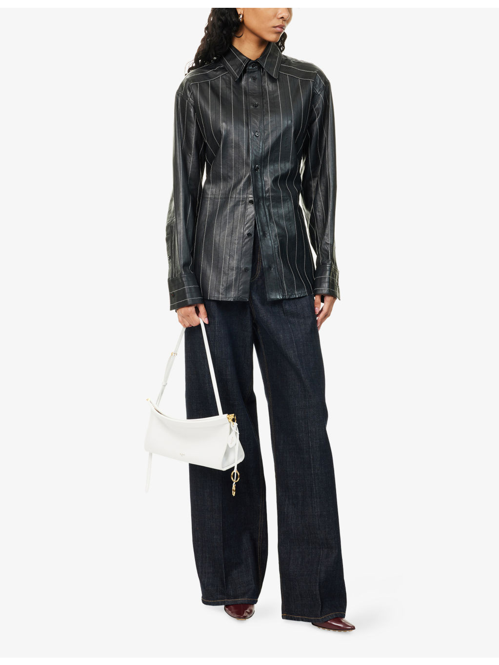 Tab Martingale Leather Shirt - 2