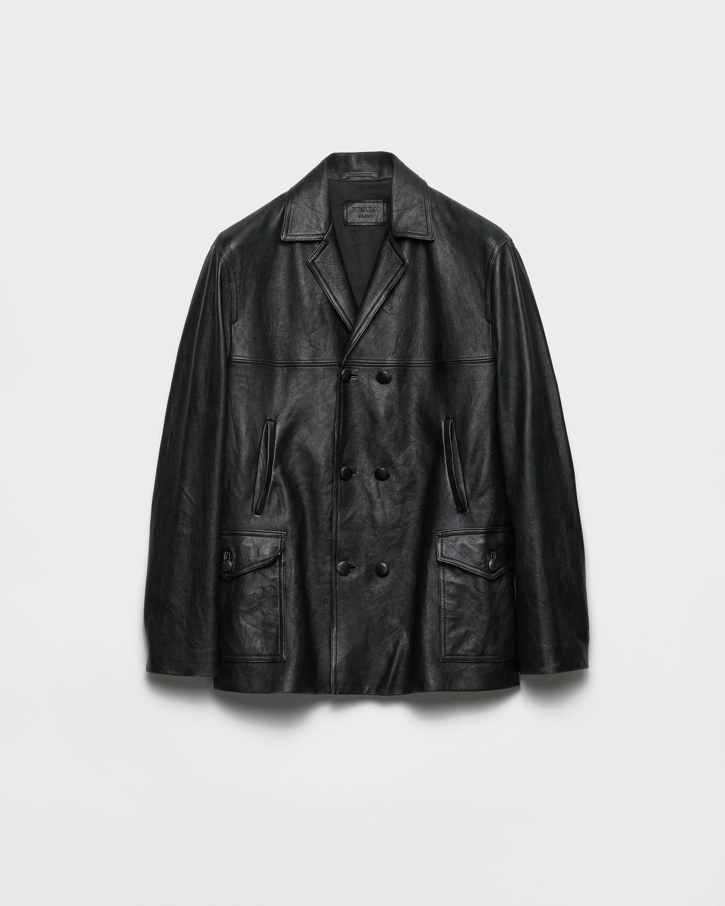 Double-breasted nappa leather caban jacket - 1