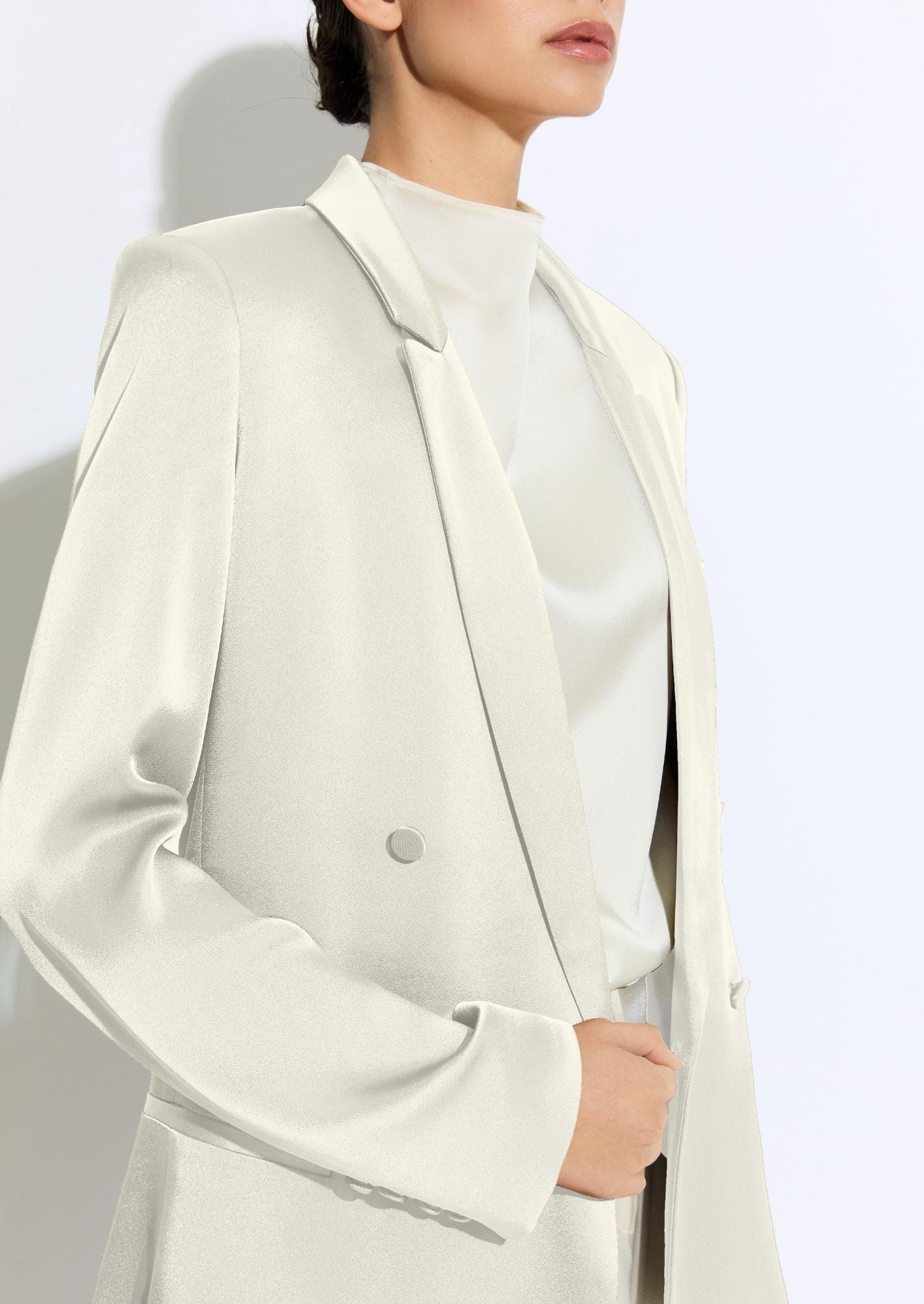 Satin Double Breasted Blazer - 4