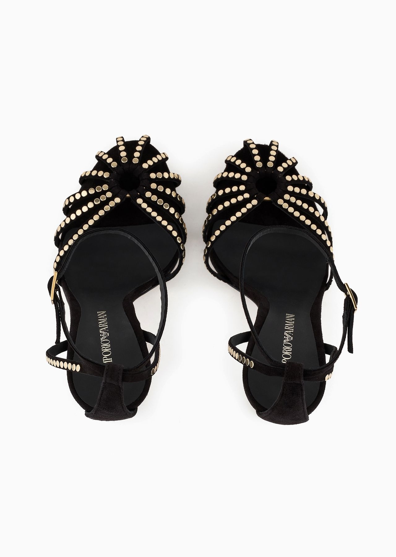 Suede-heeled sandals with flat studs - 3