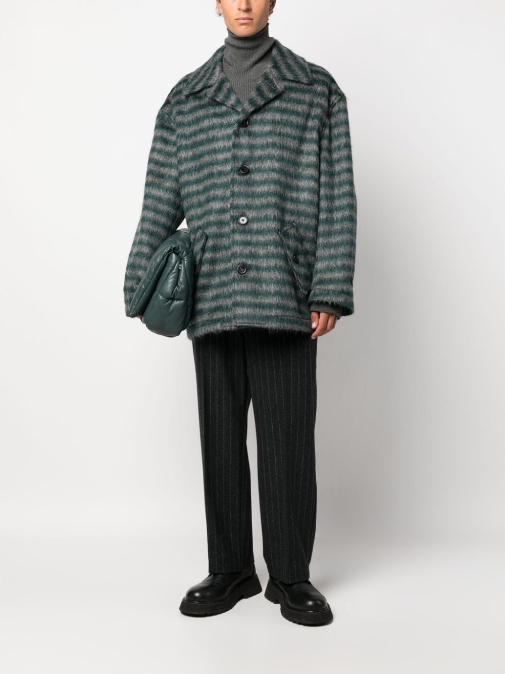 single-breasted striped coat - 2
