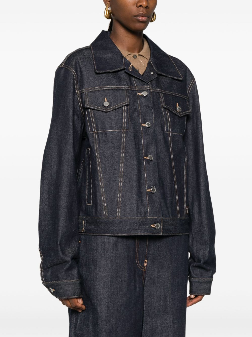triangle logo denim jacket - 3