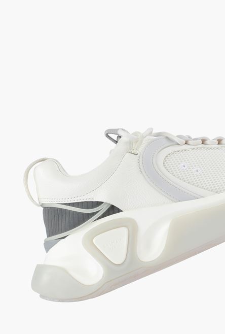 White and grey leather and mesh B-Runner sneakers - 7