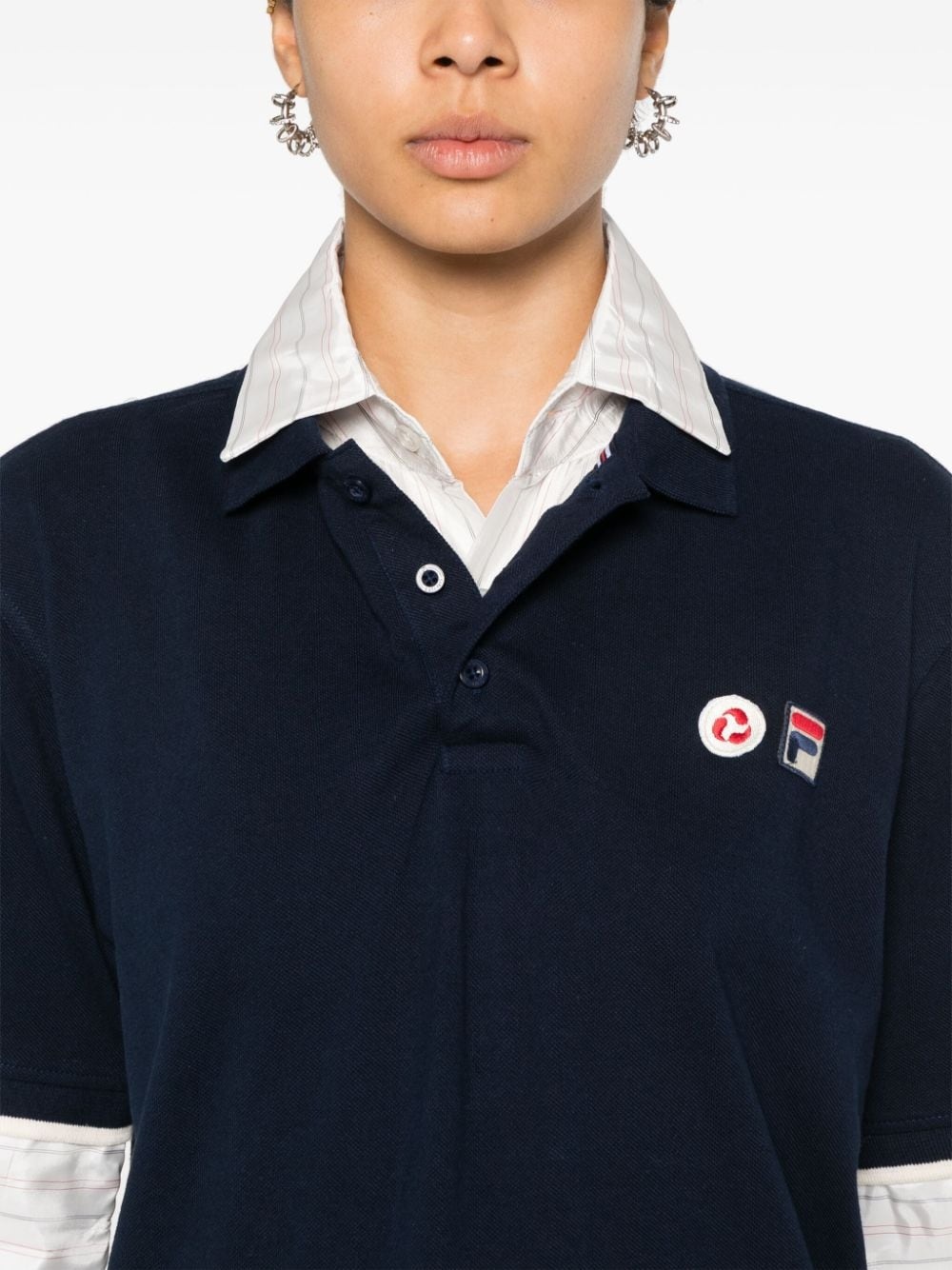 logo-embroidered layered polo shirt - 5