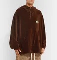 Oversized Logo-Appliquéd Cotton-Blend Velvet Half-Zip Track Jacket - 10