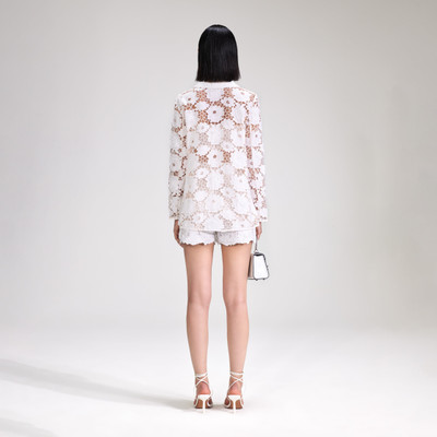 self-portrait White 3D Cotton Lace Shorts outlook