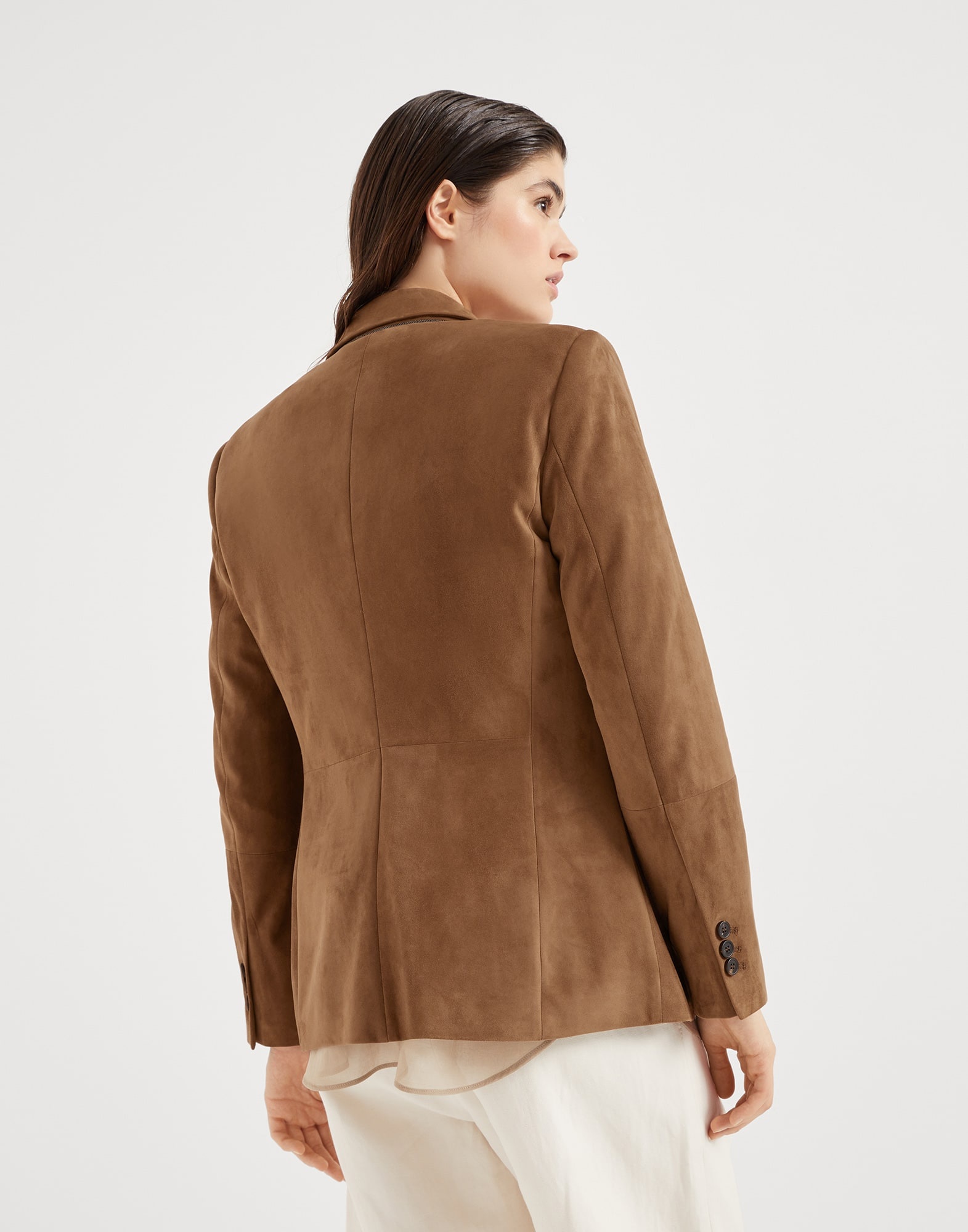 Suede blazer with monili - 2