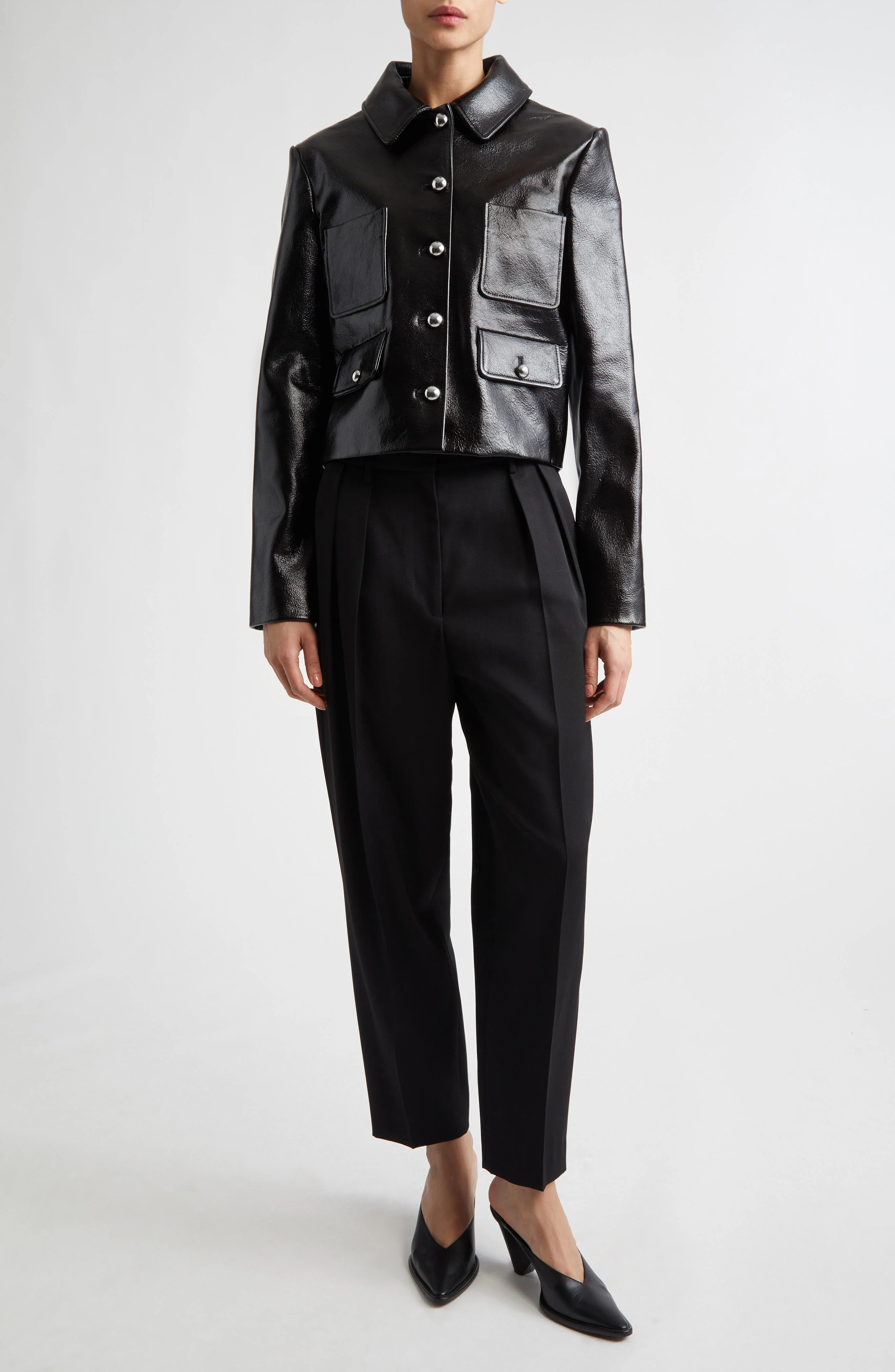 Altuzarra Astley Lambskin Leather Jacket in Black at Nordstrom - 1