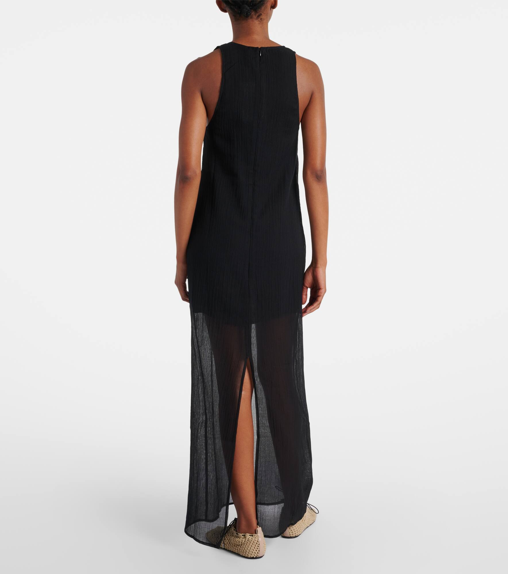 Semi-sheer cotton and silk maxi dress - 3