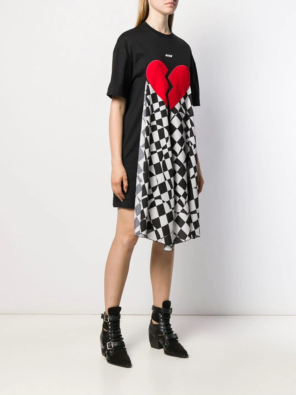 broken heart foulard T-shirt dress - 3