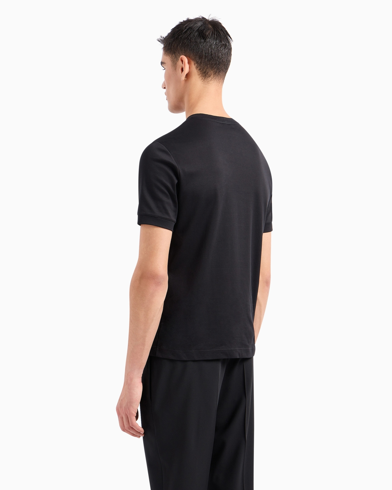 GIORGIO'S CREW-NECK COTTON-JERSEY T-SHIRT WITH CRYSTAL EMBROIDERY - 3