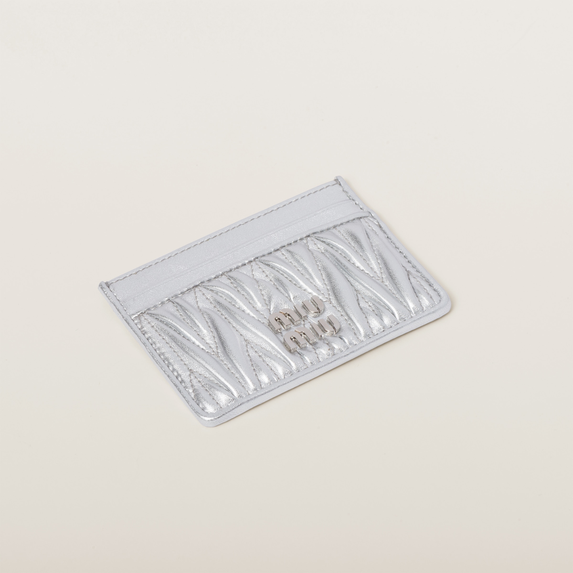 Matelassé nappa leather card holder - 3