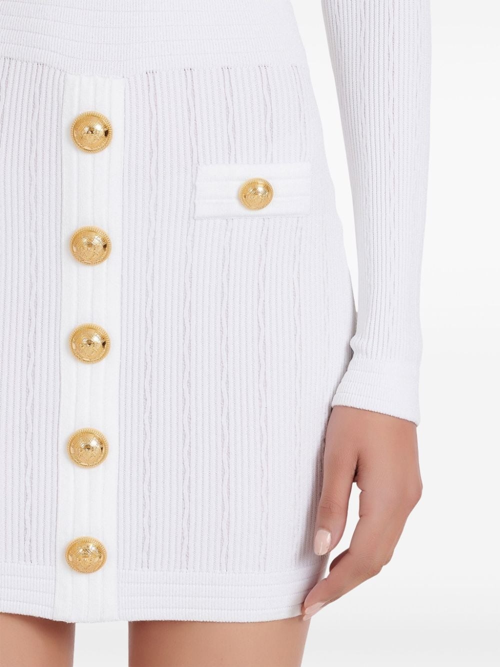 button-embellished knitted minidress - 6