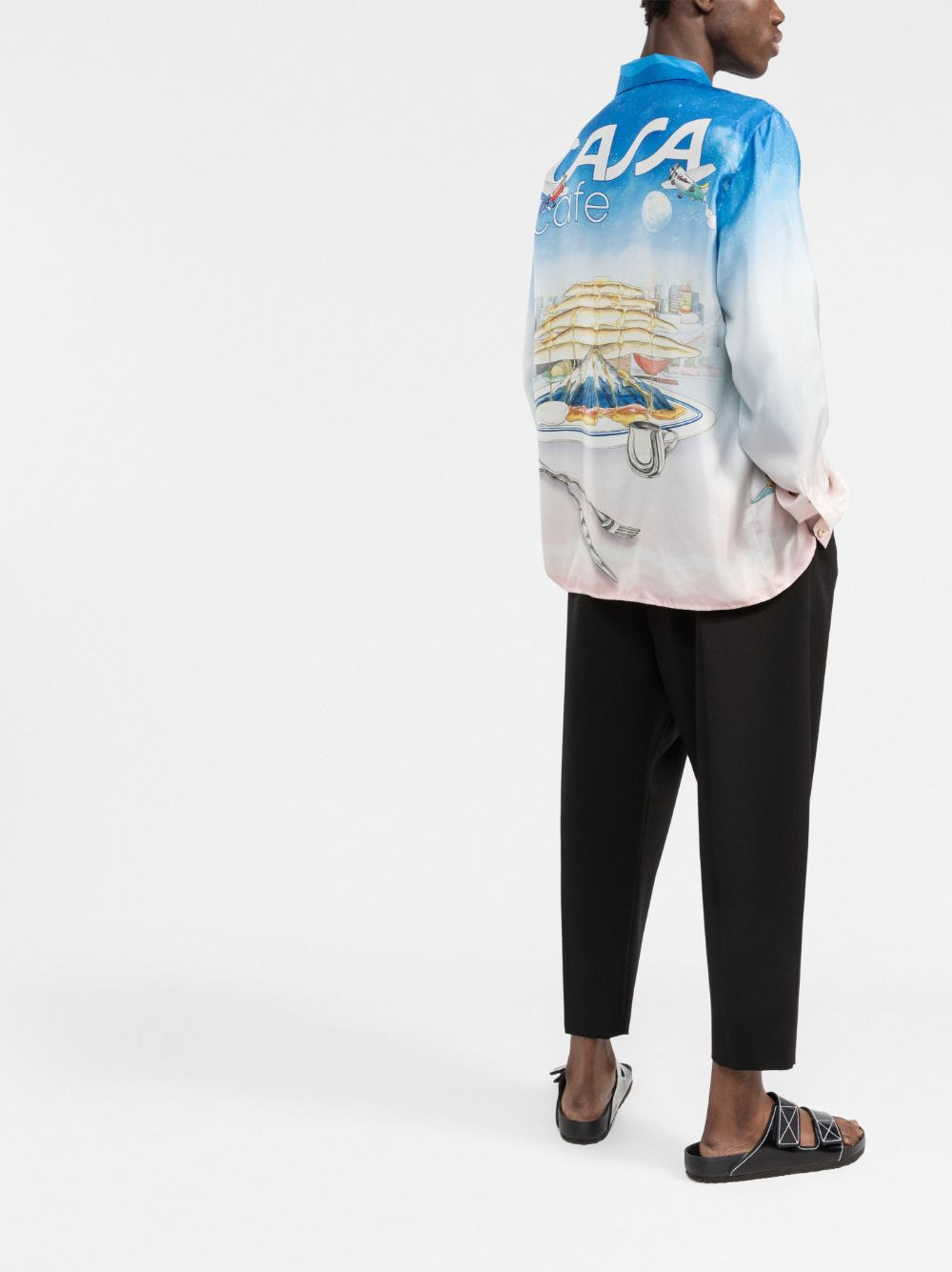 Casa Cafe landscape-print silk shirt - 4