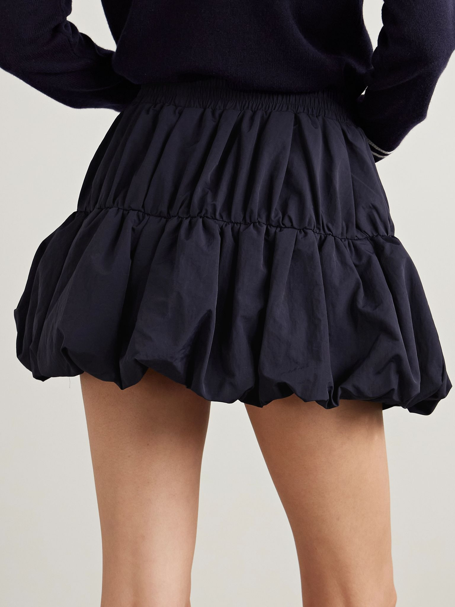 Mirian tiered gathered faille mini skirt Navy - 4