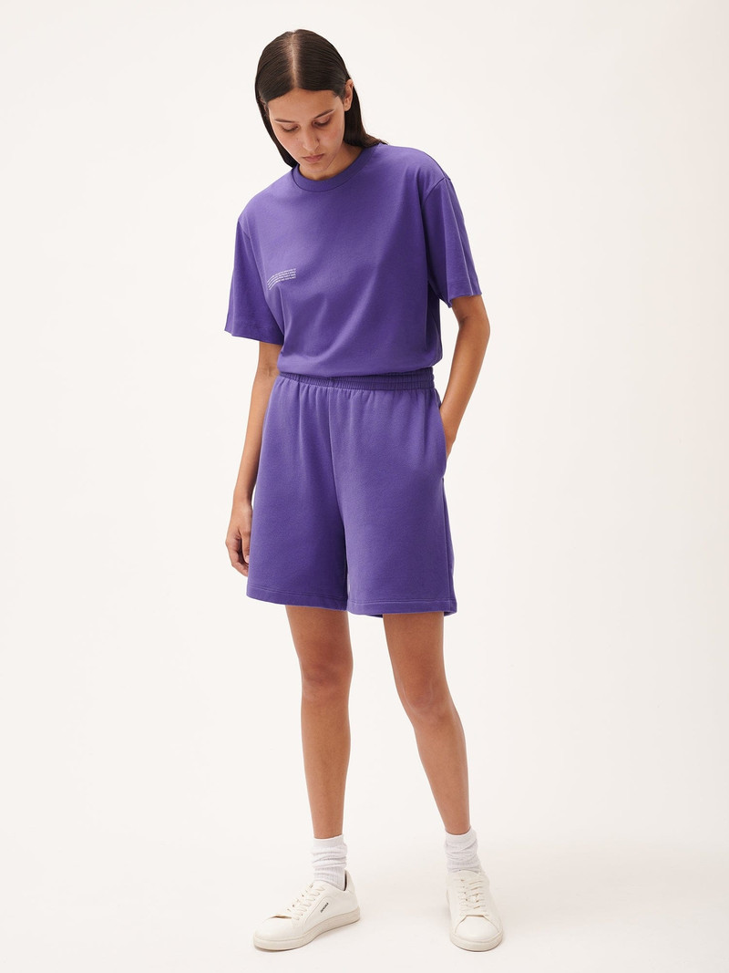 PANGAIA Womens 365 Midweight Mid Length Shorts - Ultraviolet outlook