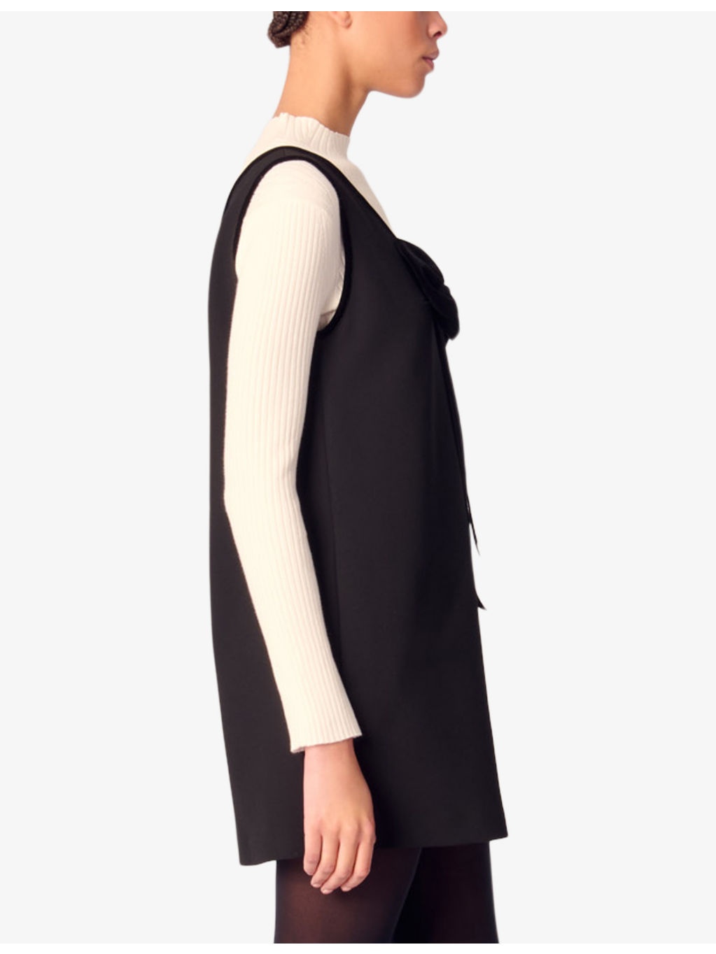 Bow-embellished relaxed-fit sleeveless woven mini dress - 3