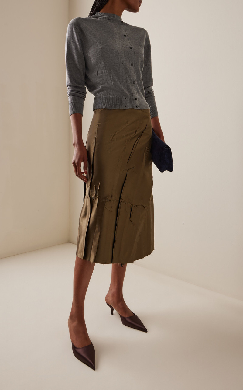 MARIE ADAM-LEENAERDT Aaron Silk Skirt khaki outlook