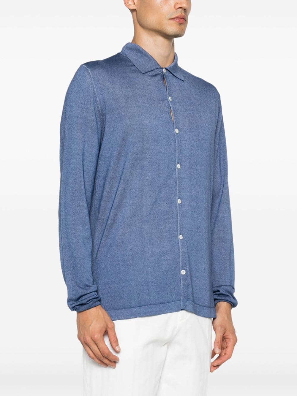 polo-collar cardigan - 3