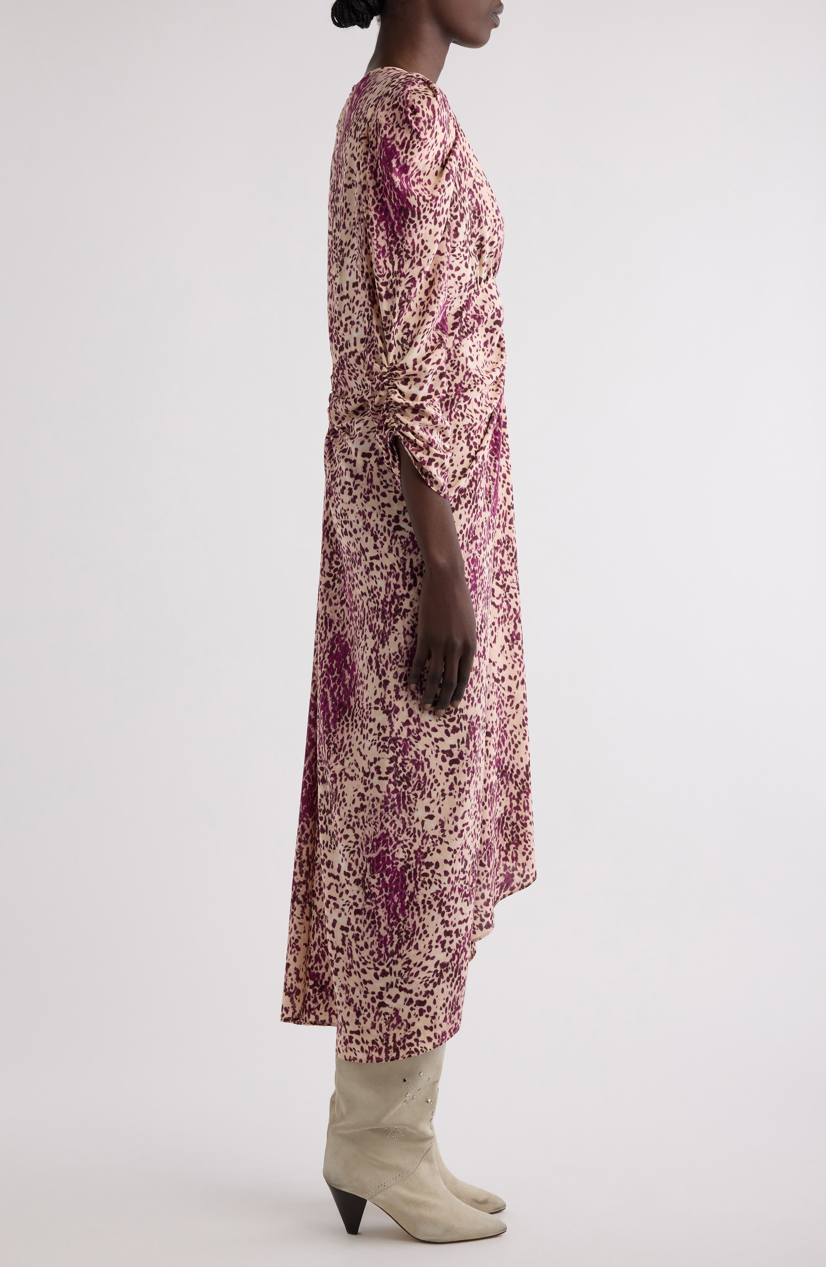 Isabel Marant Albini Stretch Silk Midi Dress in Purple/Ecru at Nordstrom - 3