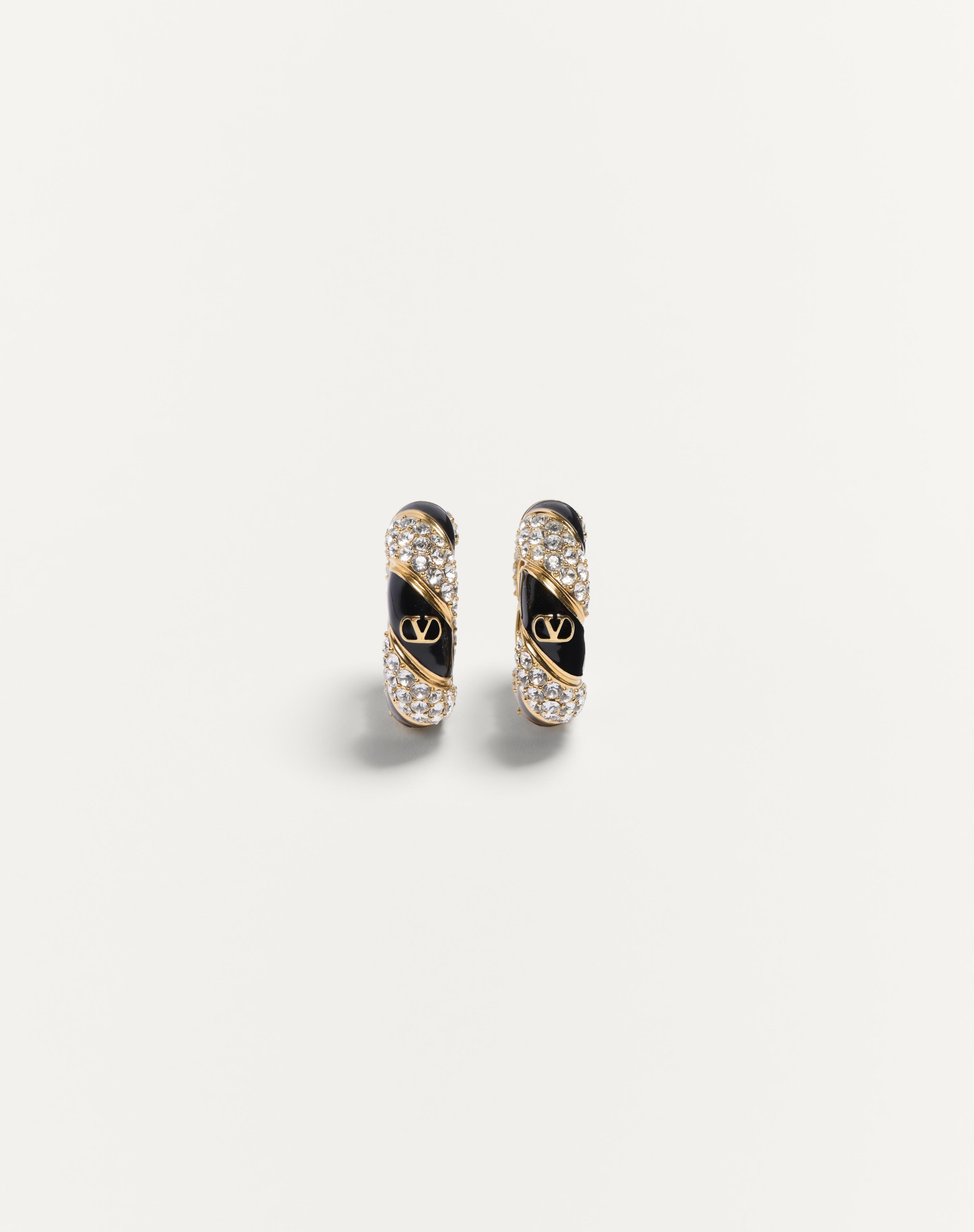 VALENTINO GARAVANI PAS PLUS EARRINGS IN METAL, ENAMEL, PEARL AND SWAROVSKI® CRYSTALS - 1