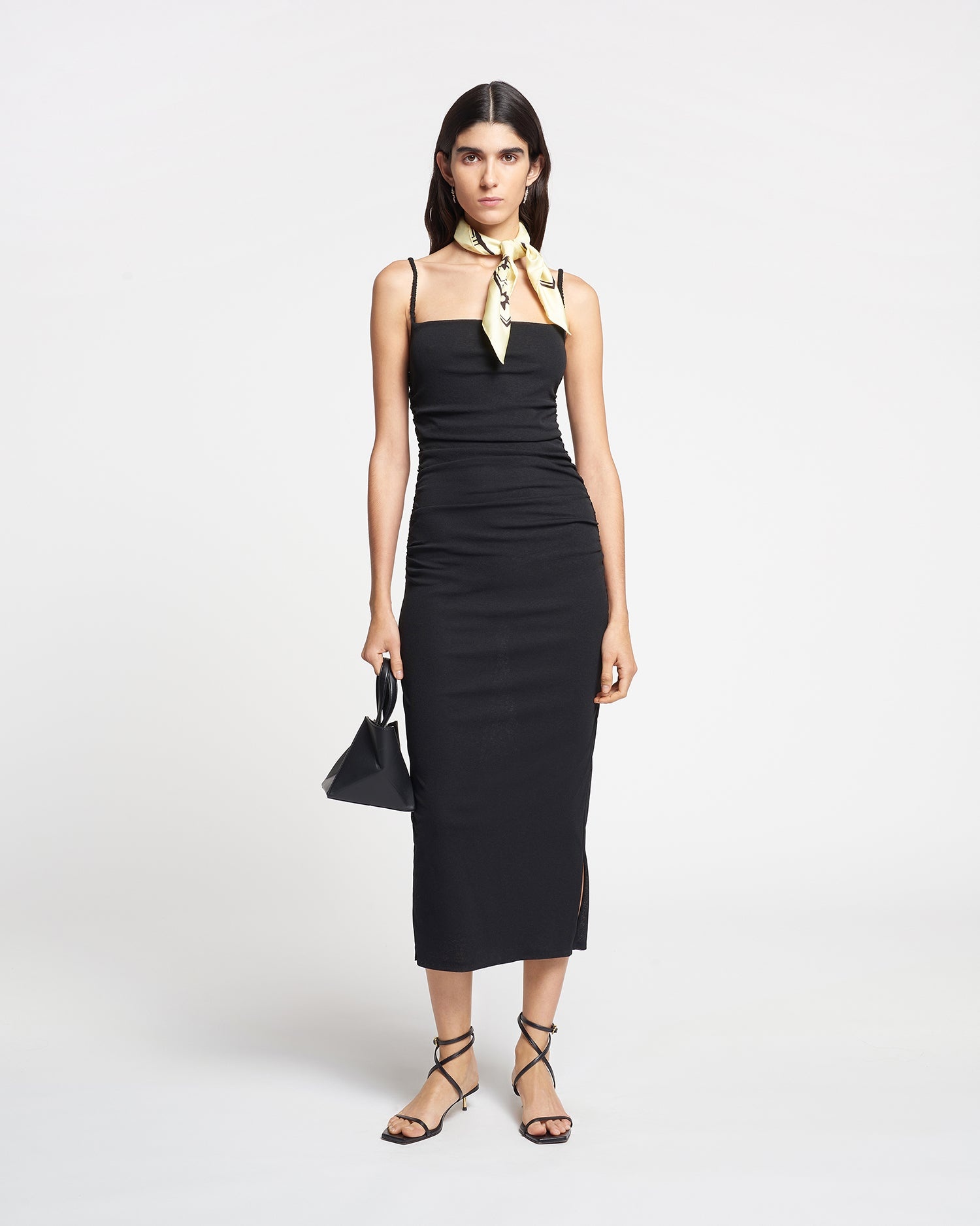 Mesh Jersey Midi Dress – Black - 2
