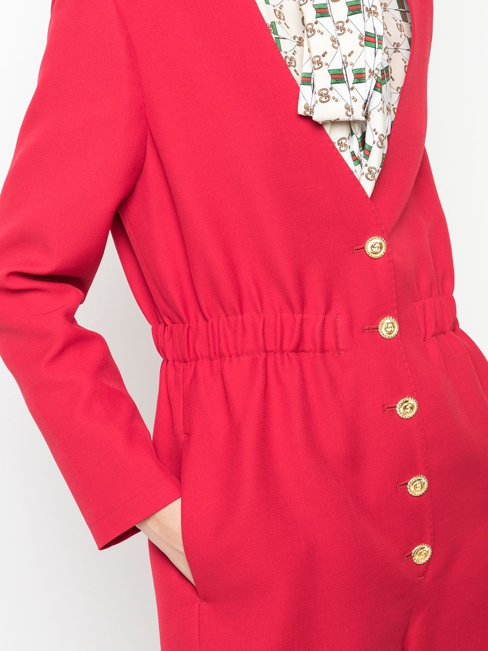 long-sleeved V-neck playsuit - 5