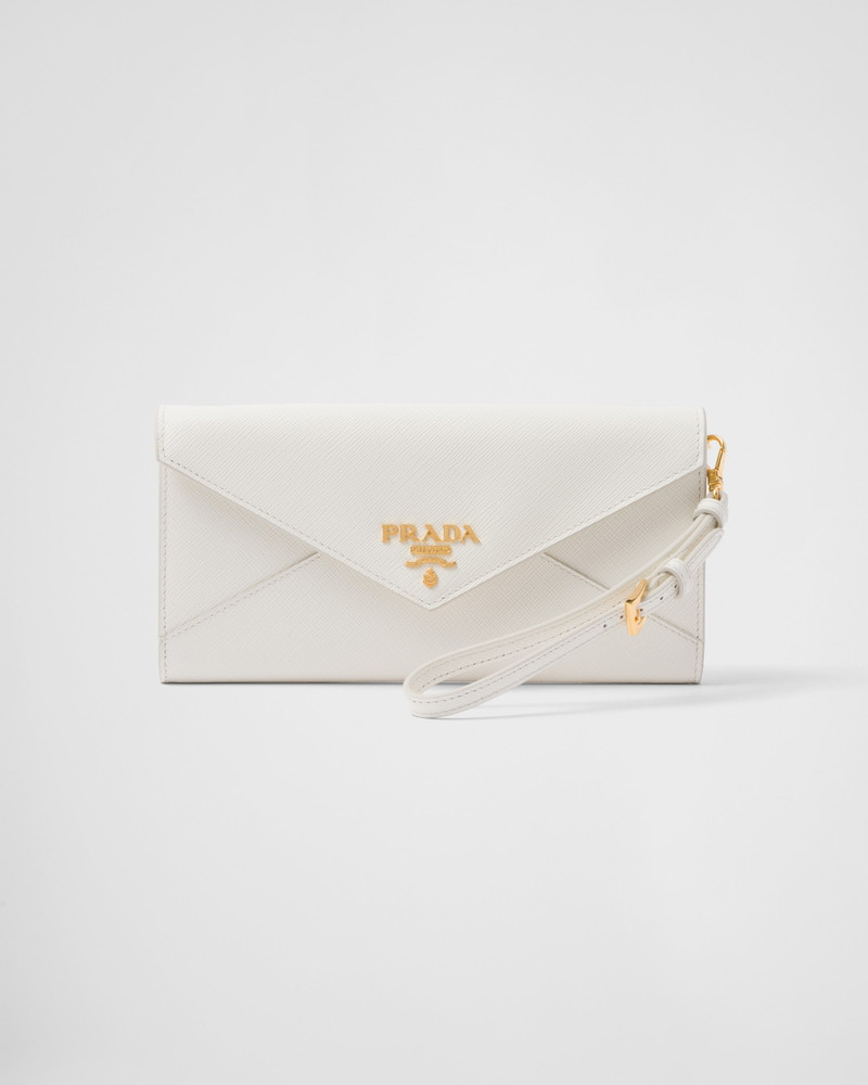Prada Saffiano leather wallet with shoulder strap outlook