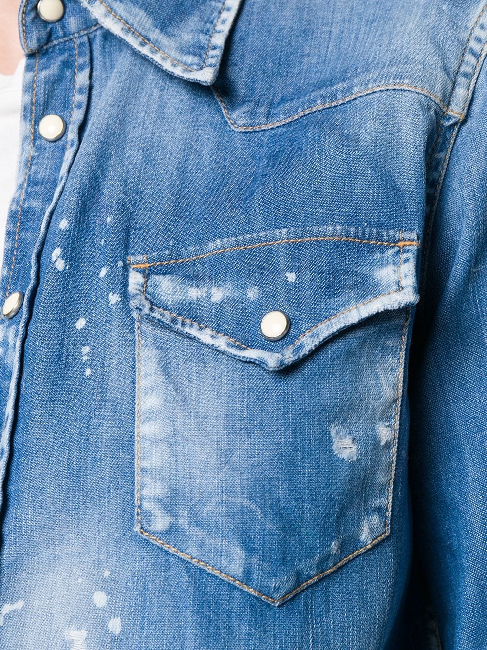 distressed denim shirt - 5