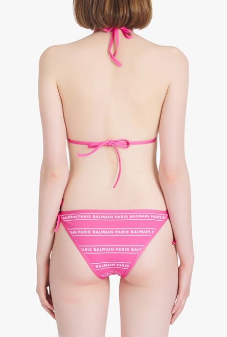 Pink and white bikini with Balmain monogram pattern - 5